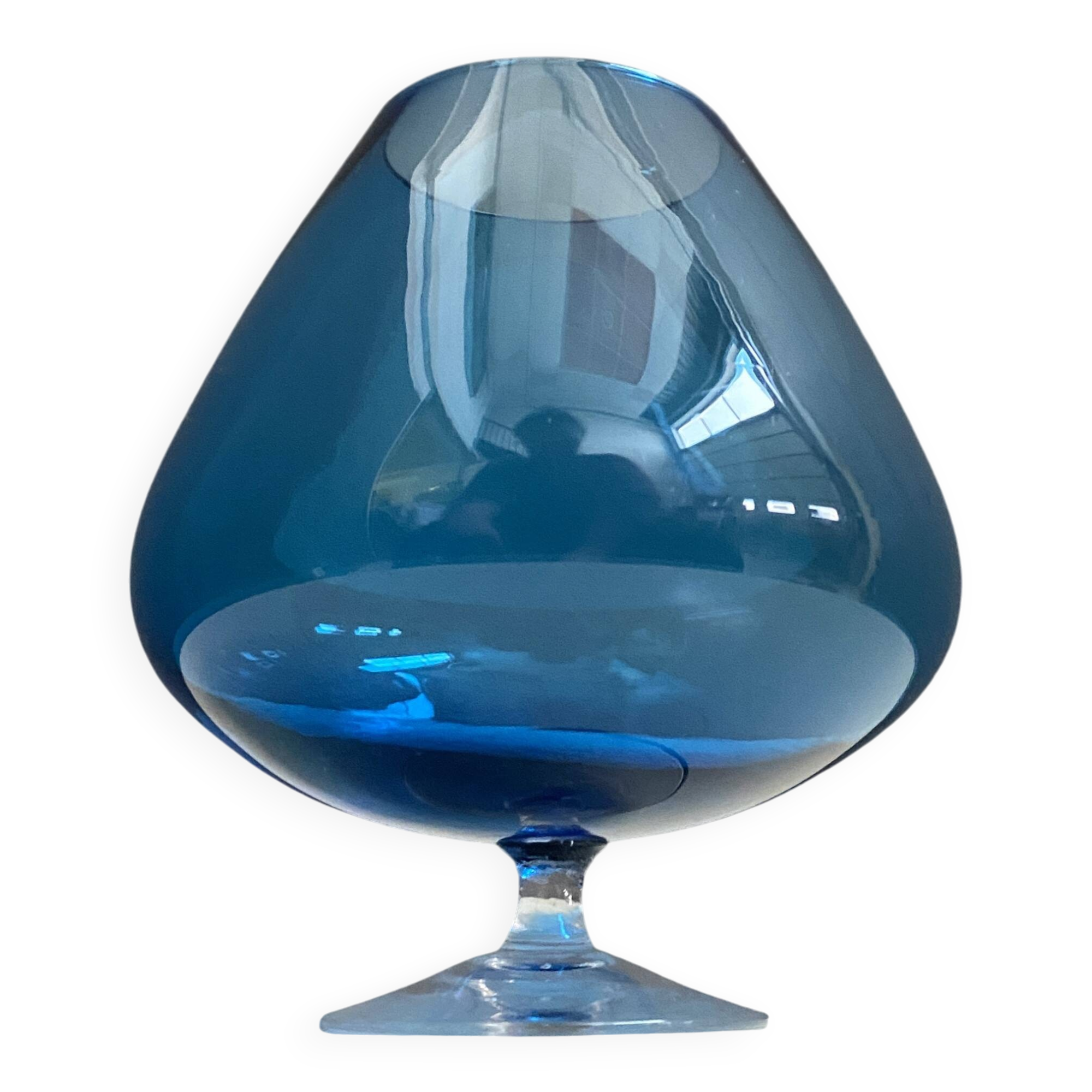 Empoli Blue large cognac glass shape vase 1960s