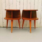 Pair of bedside tables in varnished wood 60