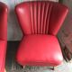 Mid-century cocktail chair in red vinyl and beech, 1950s design from Czechoslovakia.