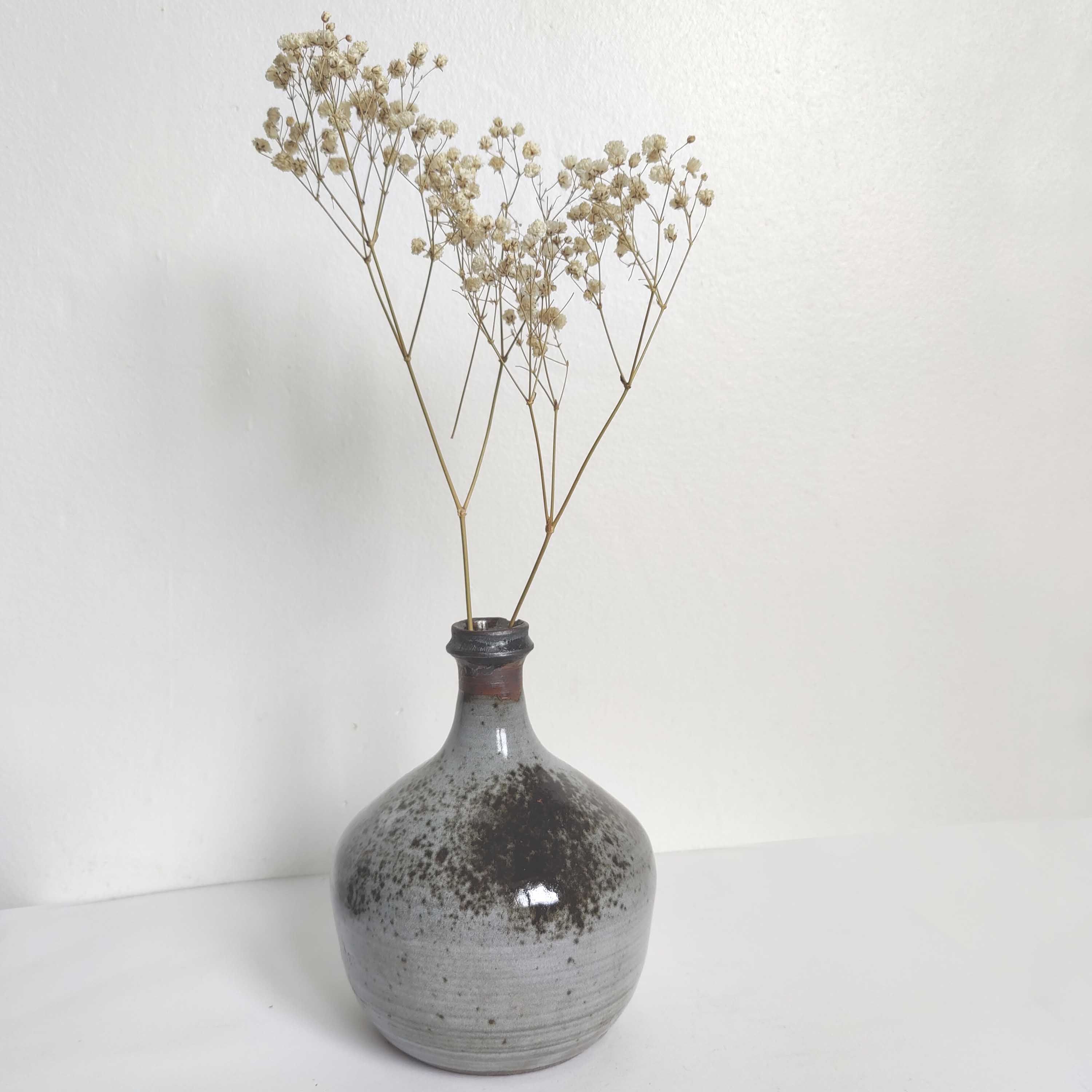 Vintage stoneware soliflore vase signed