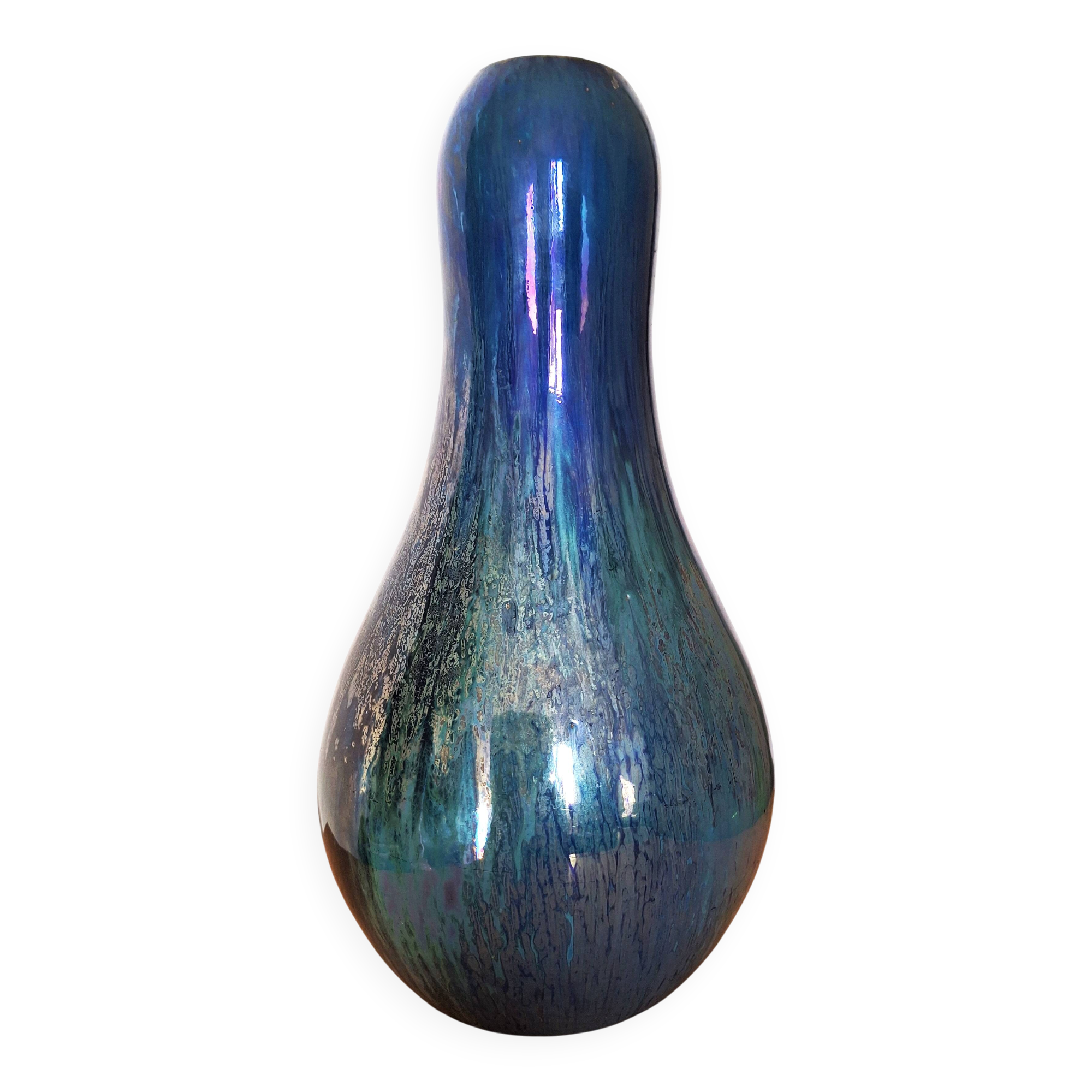 Iridescent vase Alphonse Cythère 1861-1941 26 cm signed Art Deco period 1920