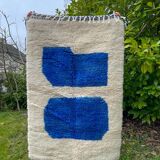 Moroccan Berber carpet white and blue modern Majorelle