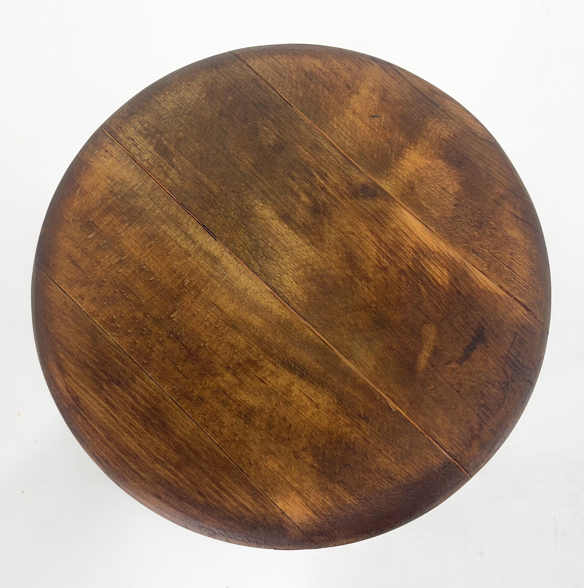 Vintage industrial steel & wood tripod stool, 1950's