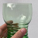 5 vintage green blown glass water glasses