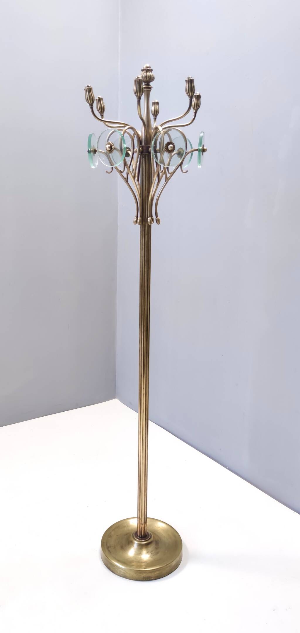 Brass and Glass Revolving Coat Rack, Italy