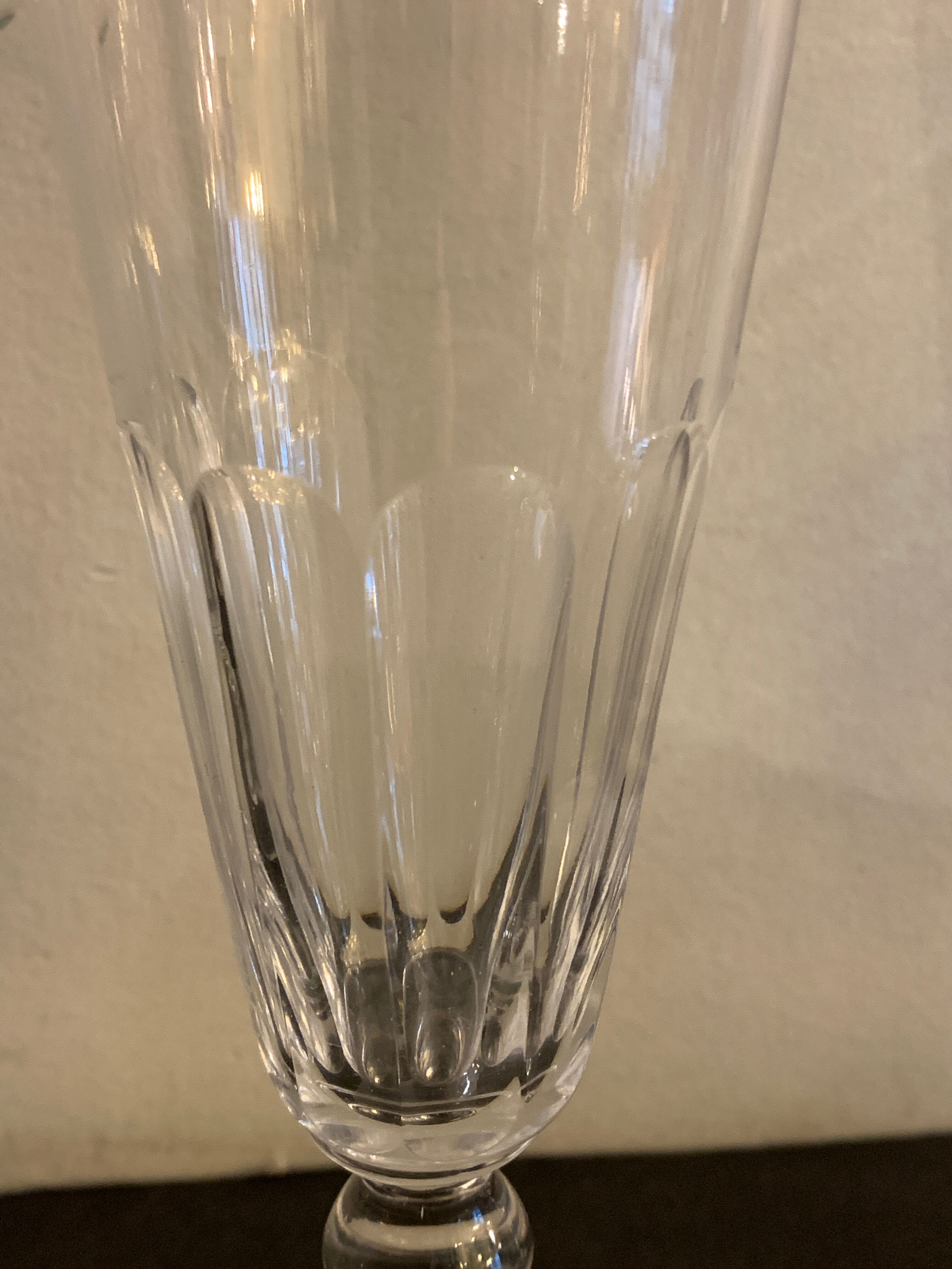 6 antique champagne flutes with cut sides