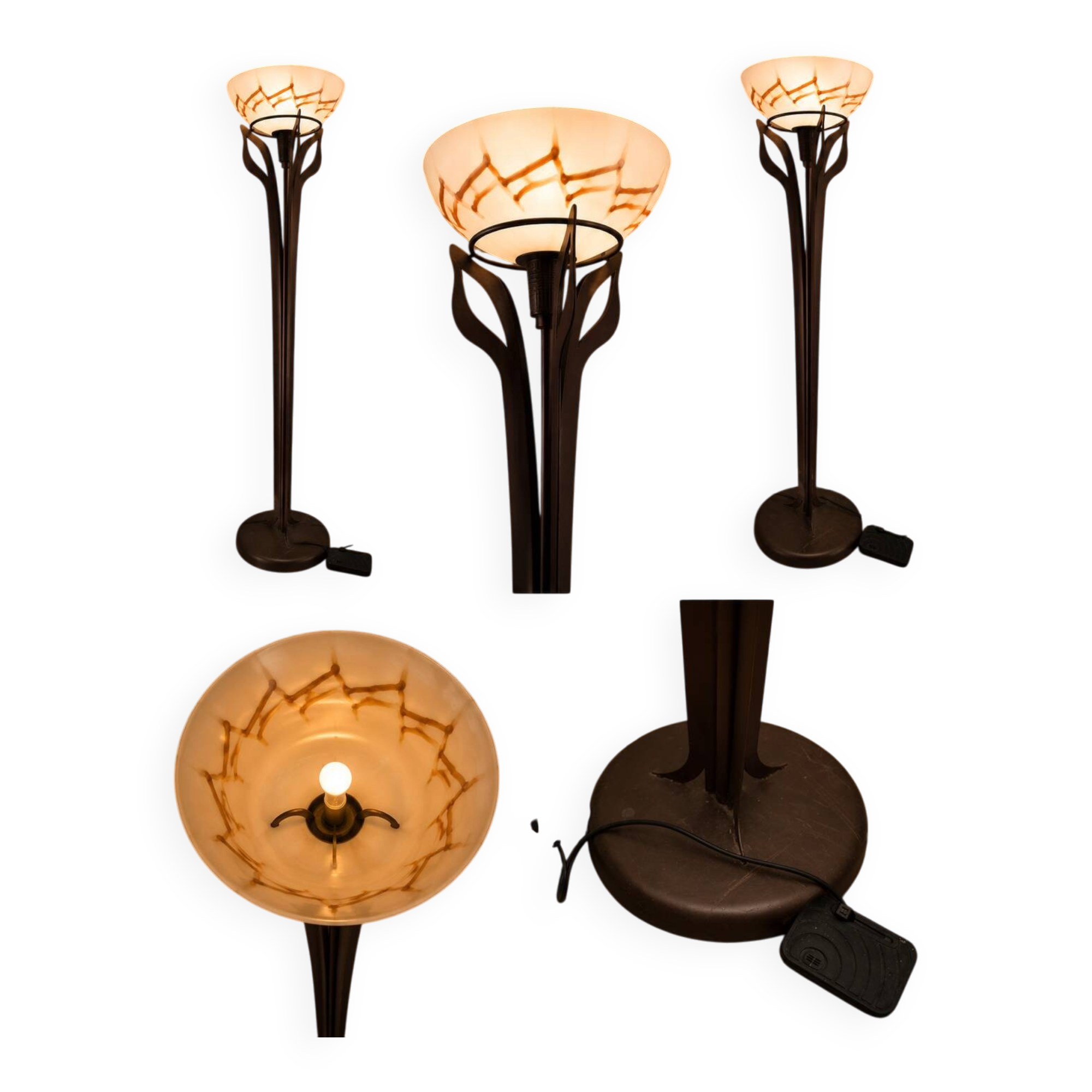 Metal-glass column floor lamp