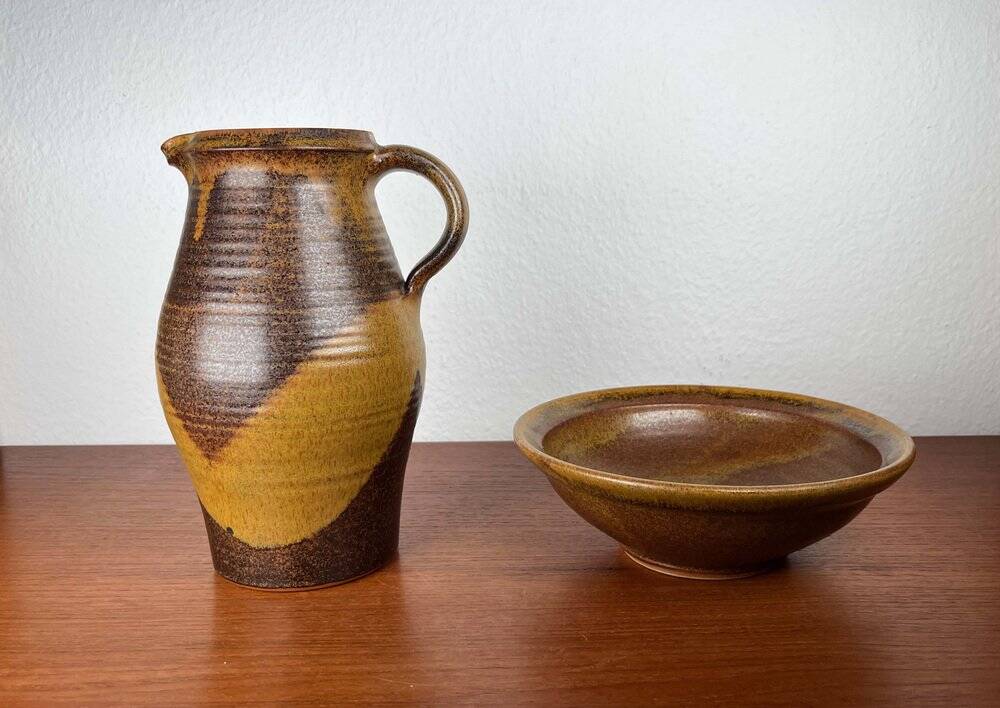 Ceramic Jug and Bowl Set, German Mid-Century Trenck Keramik Kellinghusen, 1960s, Set of 2