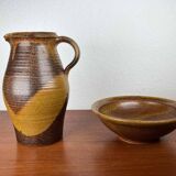 Ceramic Jug and Bowl Set, German Mid-Century Trenck Keramik Kellinghusen, 1960s, Set of 2