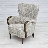 Fauteuil danois années 1955-60 en tissu fleuri multicolore