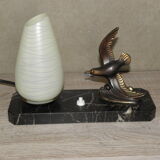 Table lamp figurine birds in marble art deco