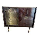 Vitrine bar à roulettes eclairée vitange annees 50