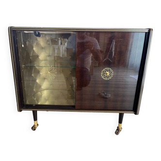 Vitange illuminated wheeled bar display case from the 1950s