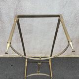 Coffee table in gilded brass and veined green marble