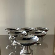 Series of 6 vintage stainless steel ice cream cups