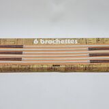 Set of 6 vintage skewers in stainless steel and wood in their box