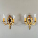 Pair of Louis XV Style Mirror Wall Sconces, 20th Century