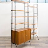 Shelf on feet, black metal ladders, 60s