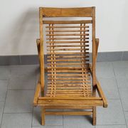 Chaise longue enfant en bambou & hêtre vintage 1950