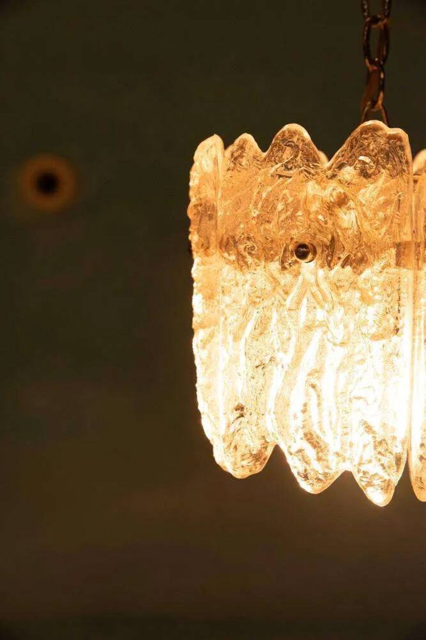 Orrefors Vintage Glass Suspension, Space Age lamp by Fagerlund