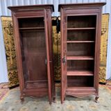 Pair of Louis XV style bonnetière in solid oak 19th century