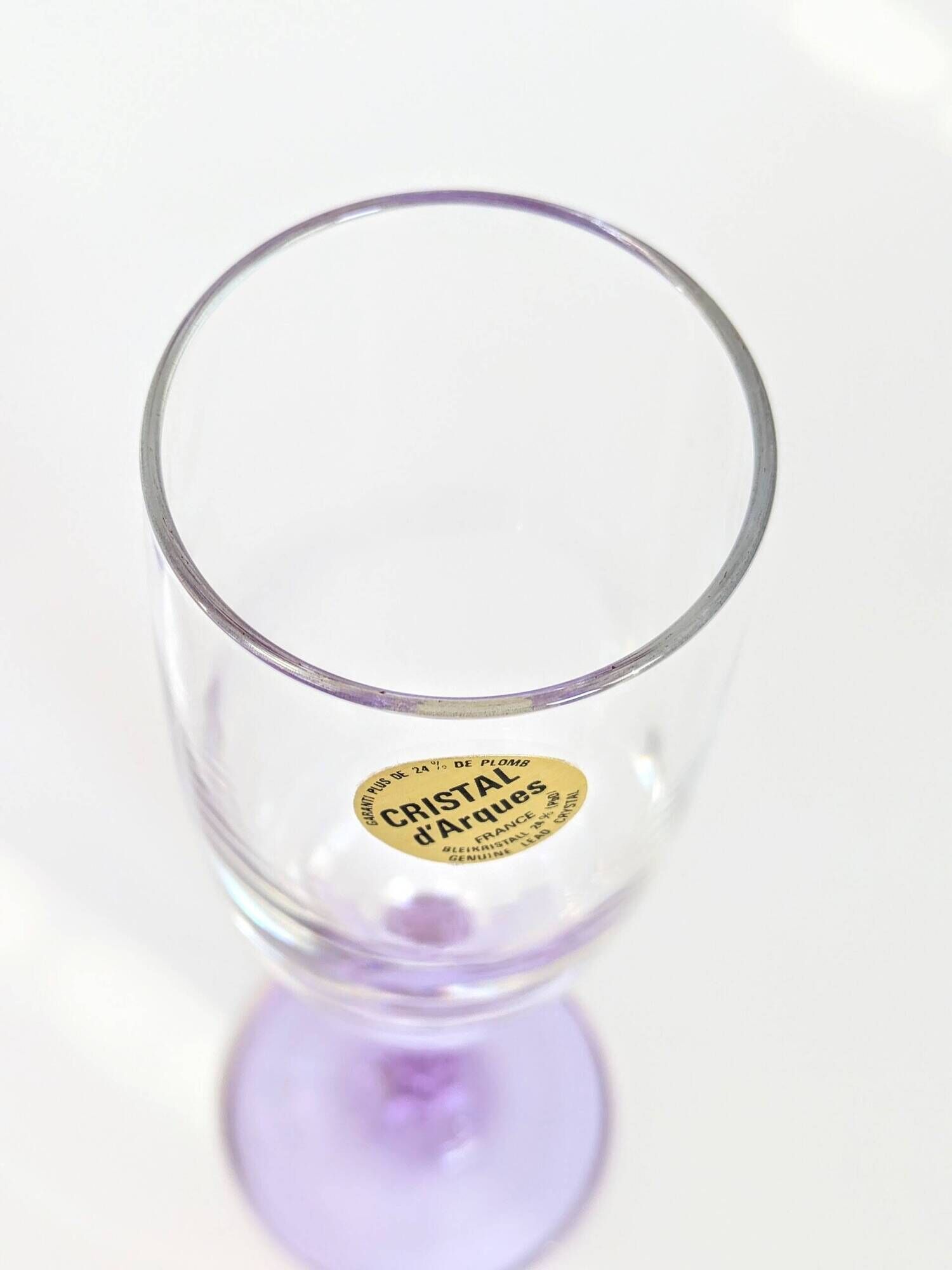 Lot de 4 flûtes Crystal d'Arques vintage en verre alexandrite