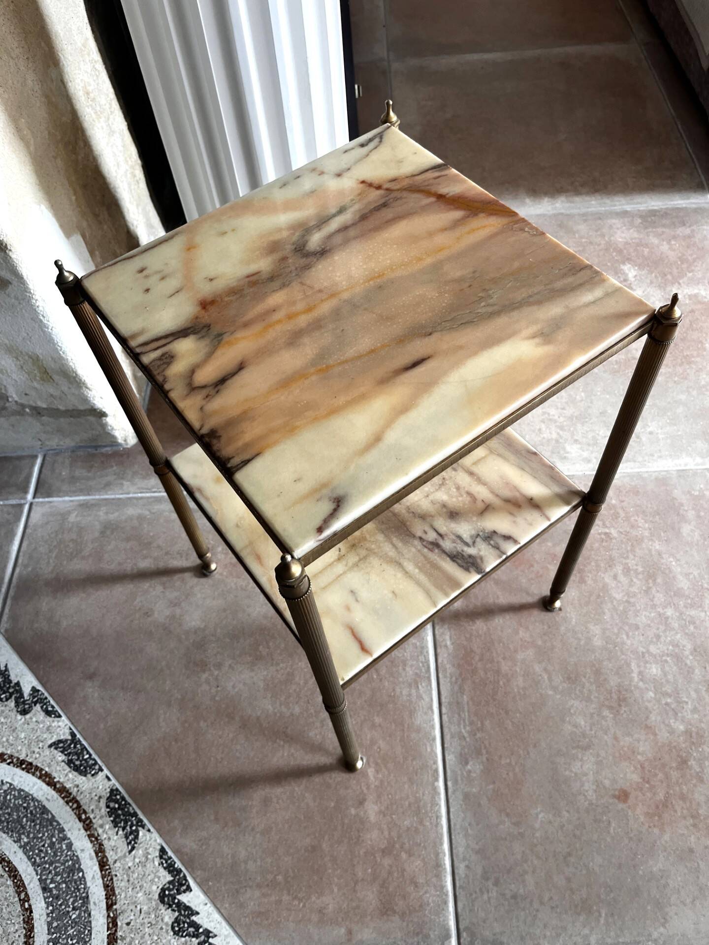 Marble and brass pedestal