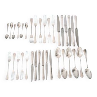 Antique cutlery set Christofle Marot Bérain – Silver-plated metal – 35 pieces for 6 people