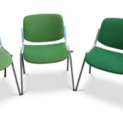 Set of 3 DSC 106 chairs by Castelli, Giancarlo Piretti, forest green.
