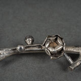 Dessert spoon silver initials SM naturalist branch 64 grams