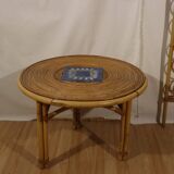 Rattan coffee table attributed Audoux Minnet