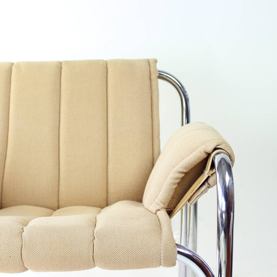 Fauteuil Lounge Par Viliam Chlebo En Chrome Et Lin, Kodreta 1979