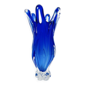 XXL Vase Josef Hospodka Chribska Art Glass Blue 37cm 3.4kg Mid-Century