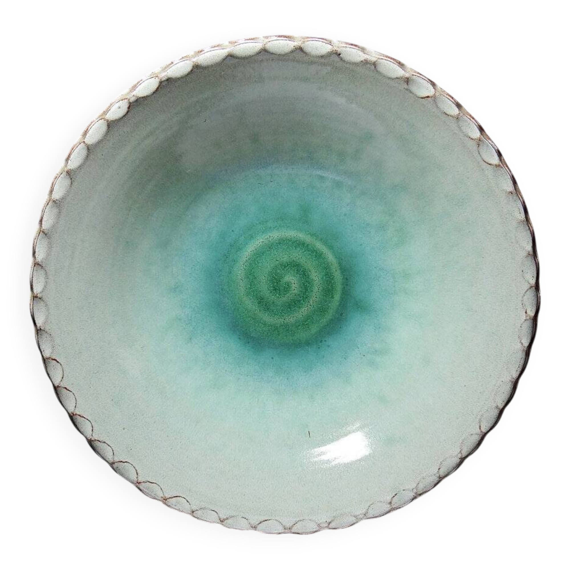 Large Westraven Utrecht vintage glazed terracotta fruit bowl from the 50s