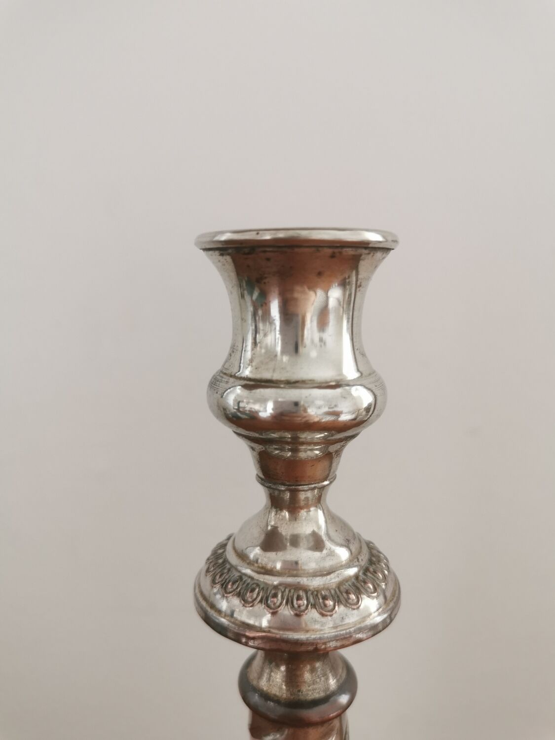 Silver metal candle holder