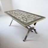 Table basse vintage en céramique avec cadre chromé