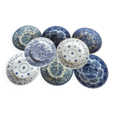 8 blue & white English dinner plates (Myott Meakin WH Grindley KG Luneville)