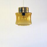 Danish vintage brass and glass pendant