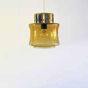 Danish vintage brass and glass pendant