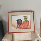 Oil on paper signed by the sculptor Jean Claude Causse