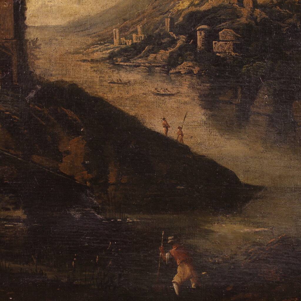 Antique Italian landscape painting from the 18th century