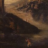 Antique Italian landscape painting from the 18th century