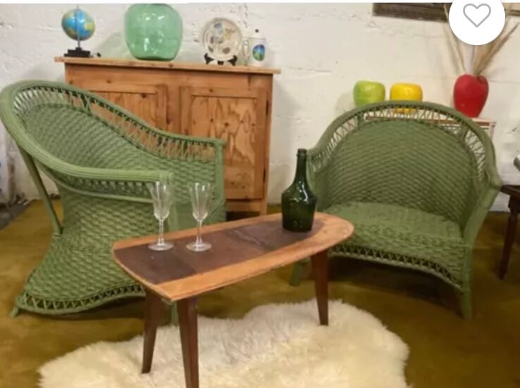 Paire de fauteuils rotin