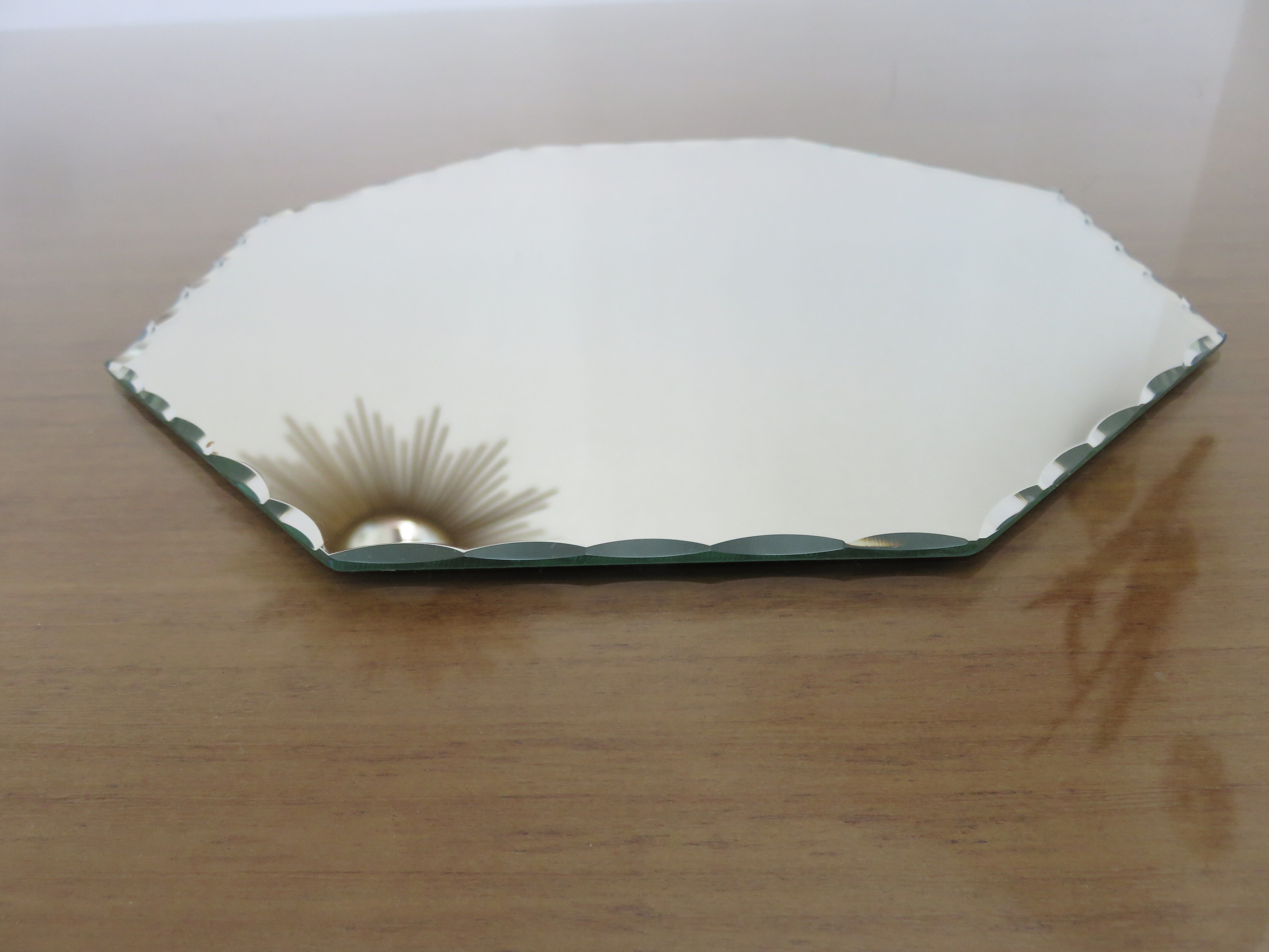 Old octagonal mirror beveled art deco to pose 1940 1950