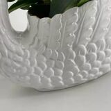 Vintage white and gold ceramic swan planter