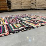 Tapis multicolor en tissu boucherouite 156x190cm