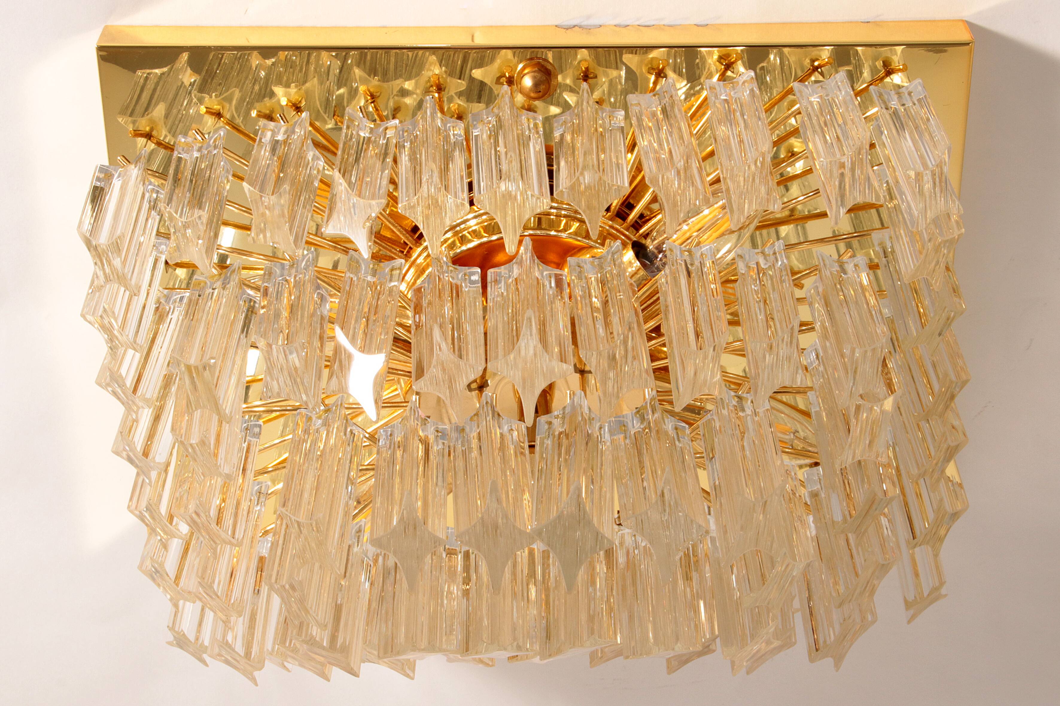 Novaresi Gold Plated Ceiling Lamp CH Serie 1970 Italy