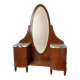 Art Deco dressing table in wood and marble, large oval mirror, 1930s-40s.