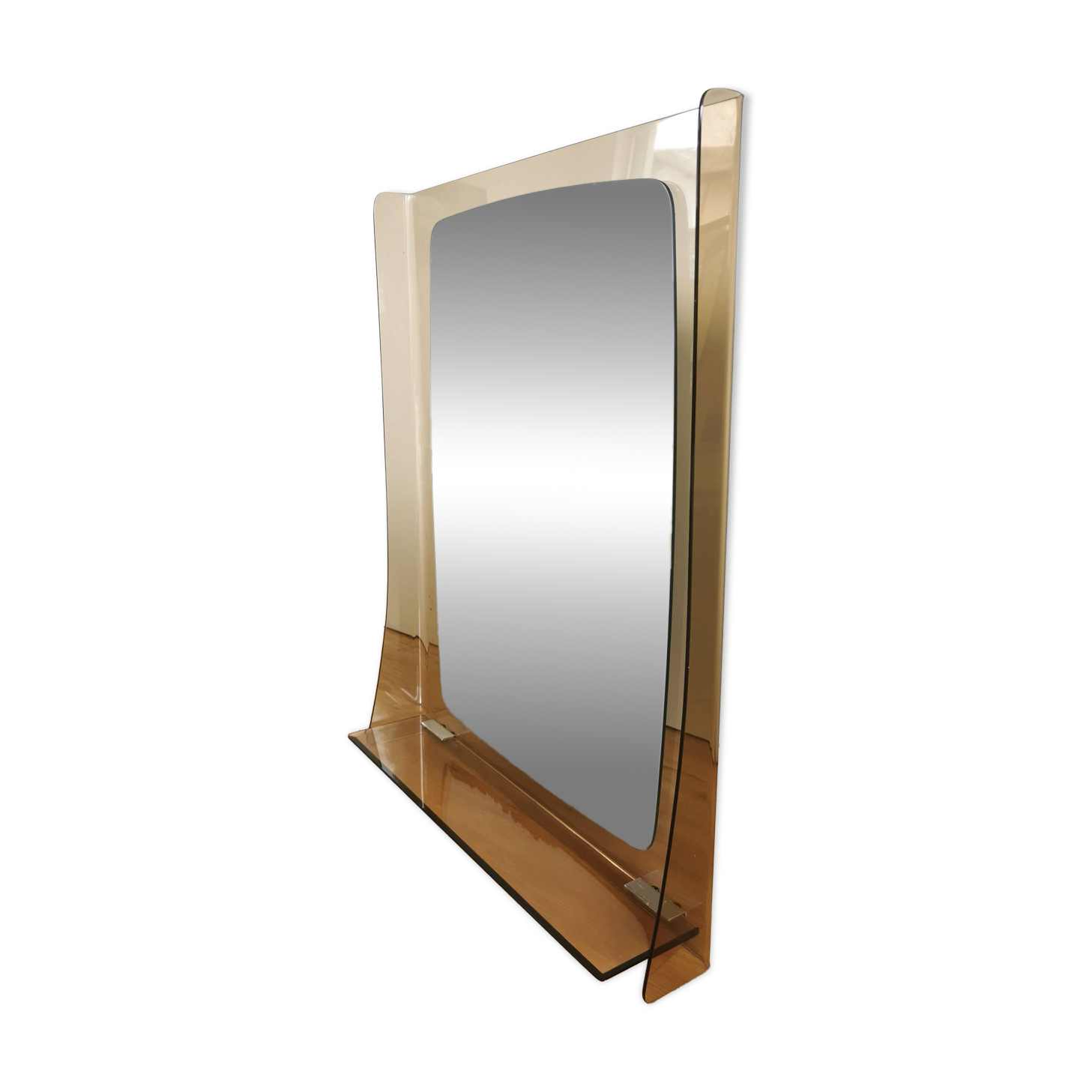Vintage Wall Mirror with Shelf: 1970s Hollywood Regency Decor