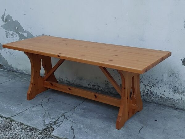 Table de ferme monastère en pin massif 1980